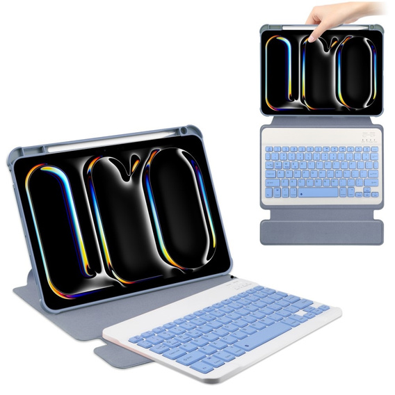 Калъф с клавиатура за iPad Pro 11" 2024 (5 gen.), Rotary 360° Leather, лилав