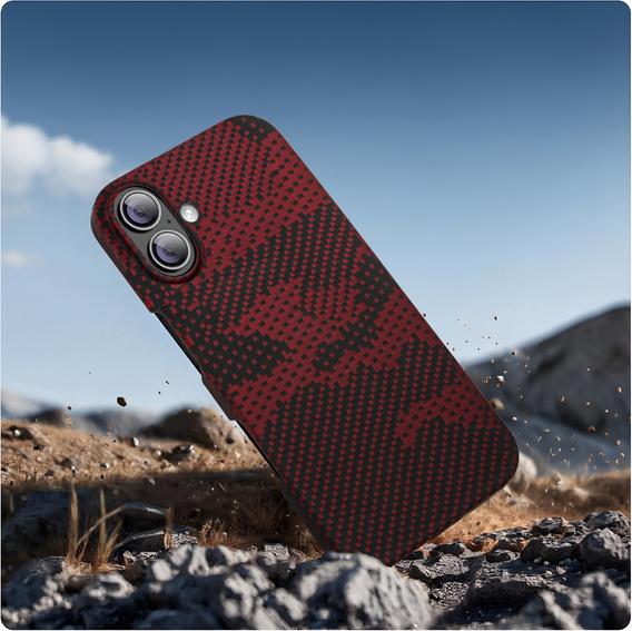 Калъфът iPhone 16 Plus, Aramid Fiber MagSafe, червен
